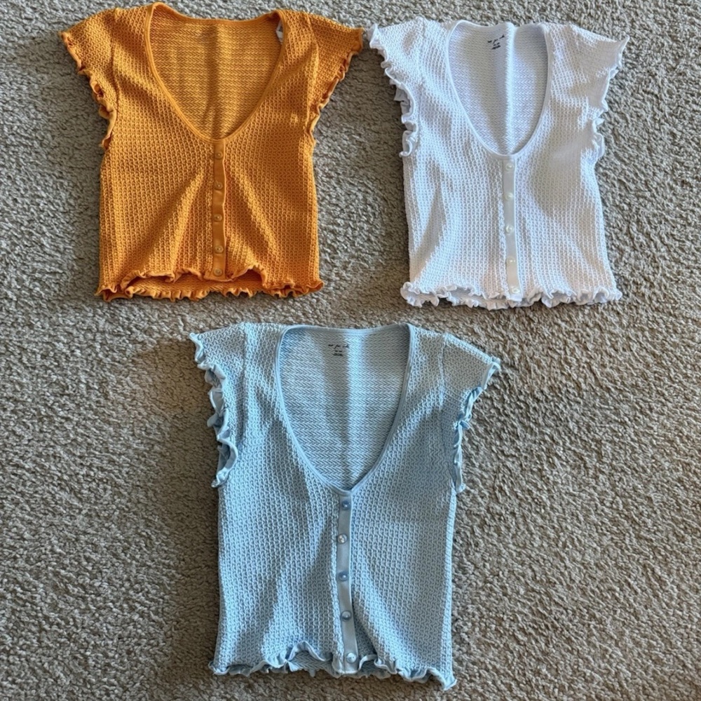 3 Urban Outfitters Out From Under Orange, Blue, and White Button Down Shirts M/L
